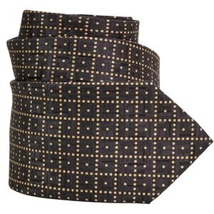 Canali Mens Silk Necktie Italy Designer Luxury Brown Gold Polka Dot EUC
